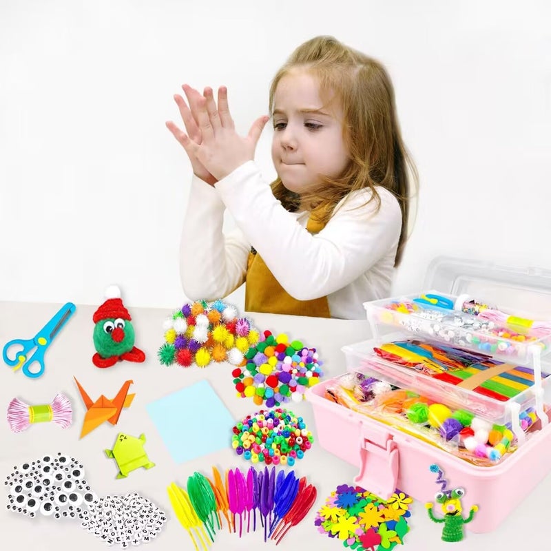 VLUSSO 3000Pcs Arts and Crafts Supplies for Kids Girls 8-12 Craft Kit with Pipe Cleaners Beads Crafts for Kids DIY School Supplies Set Crafting Box for Girls Boys Age 4-6, 6-8, 8-12 Years Gifts - Image 5
